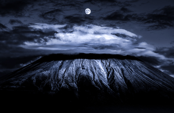 Photograph Takashi  Moon Above Red Fuji on One Eyeland