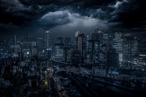 Photograph Yoshitaka Aida Osaka City In Raining on One Eyeland
