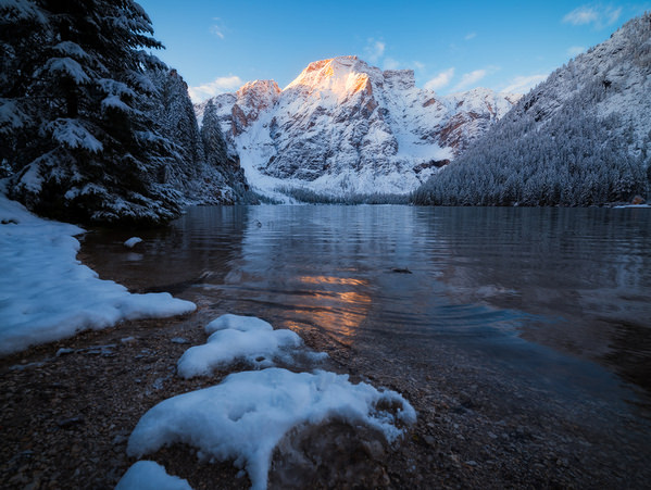 Photograph Matteo Rolfi Lake Of Braies At Sunrise on One Eyeland