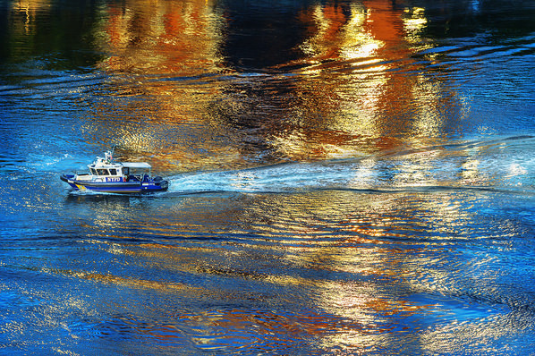 Photograph Mitchell Funk Police Boat on One Eyeland