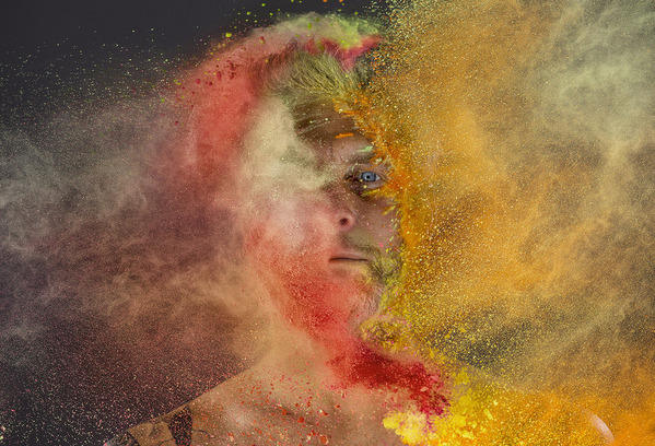 Photograph Jonathan Knowles Man With Spice Powder Explosion on One Eyeland