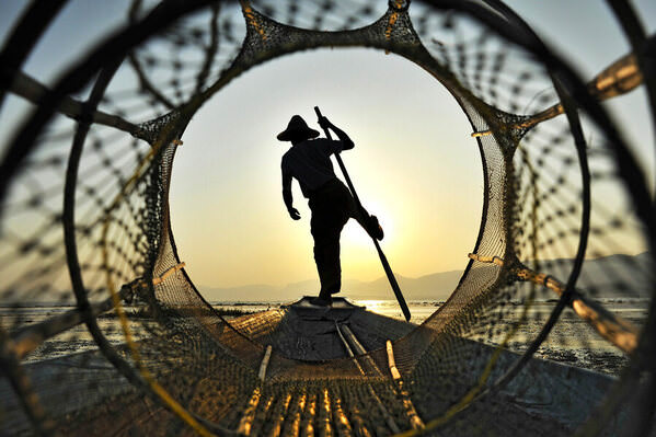 Photograph Luis Maria Barrio Fisherman On The Inle Lake on One Eyeland