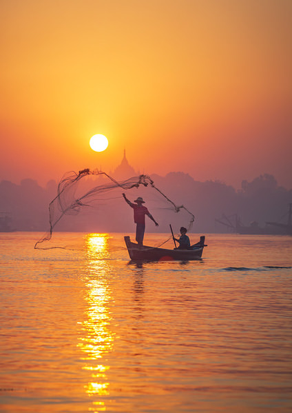 Photograph Kyaw Zay Yar Lin Fisherman With Sunrise on One Eyeland