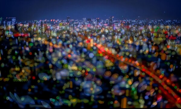 Photograph Yoshitaka Aida Colorful Osaka City At Night on One Eyeland