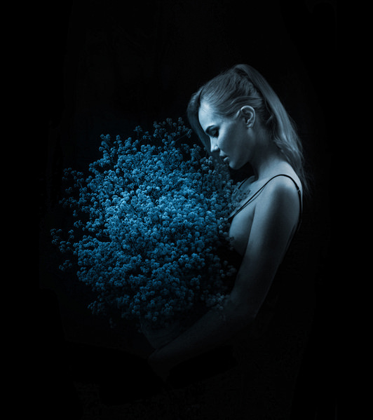 Photograph Denis Borovskikh Midnight Portrait With Flowers on One Eyeland