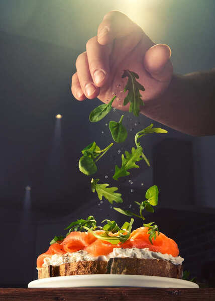 Photograph Ryan Ball Finishing Touch  Smoked Salmon And Cream Cheese on One Eyeland