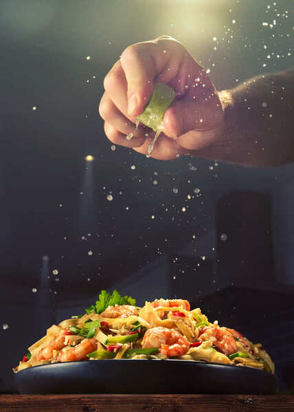 Photograph Ryan Ball Finishing Touch Pad Thai on One Eyeland