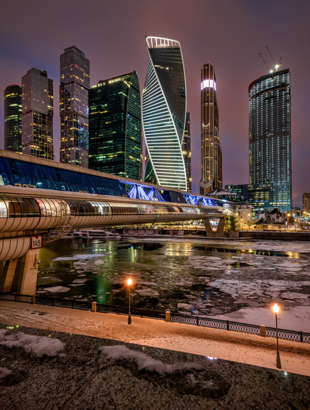 Photograph Vasil Nanev Skyscrapers At Night In Moscow City on One Eyeland