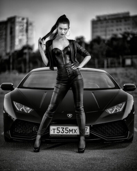 Photograph Vasil Nanev Daniela And Lamborghini Huracan Bw on One Eyeland