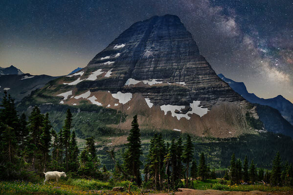 Photograph John Early The Goat And Bearhat Mountain At Night on One Eyeland