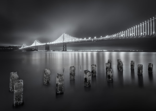 Photograph Satheesh Nair Bay Bridge In The Mist Bw on One Eyeland