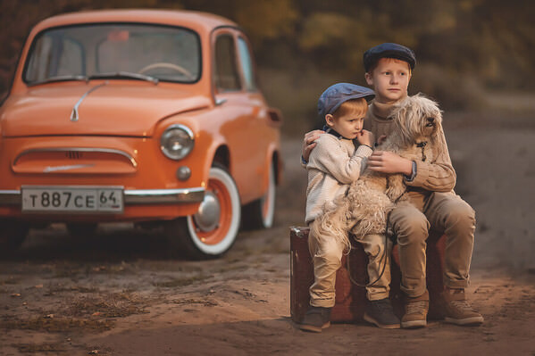 Photograph Elena Mikhailova Boys On A Luggage Case on One Eyeland