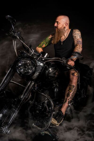 Photograph Caroline Pleysier Biker on One Eyeland