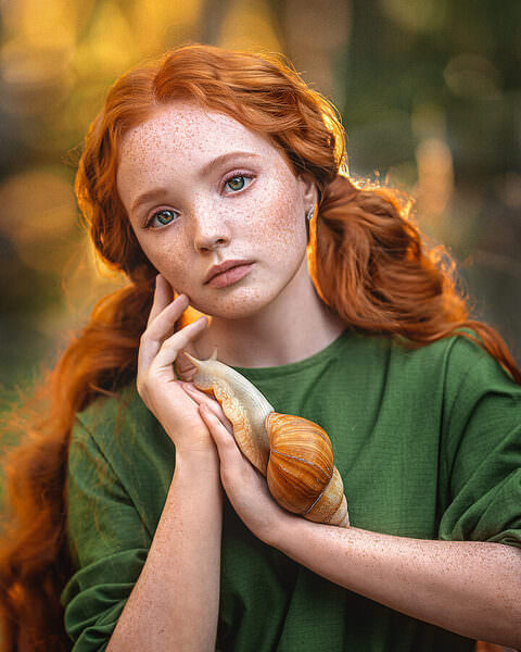 Photograph Elena Mikhailova Girl With A Snail on One Eyeland
