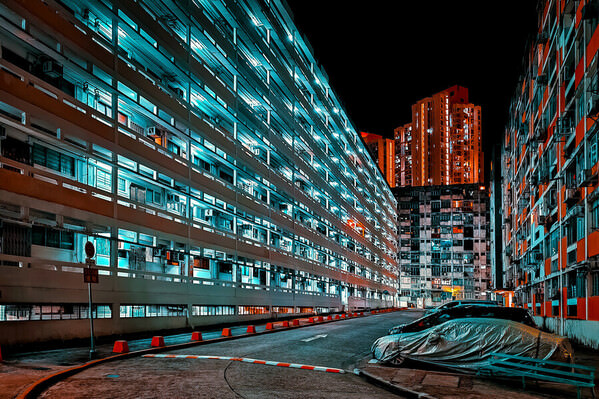 Photograph Howard Tong Tai Hang Sai Estate At Night on One Eyeland