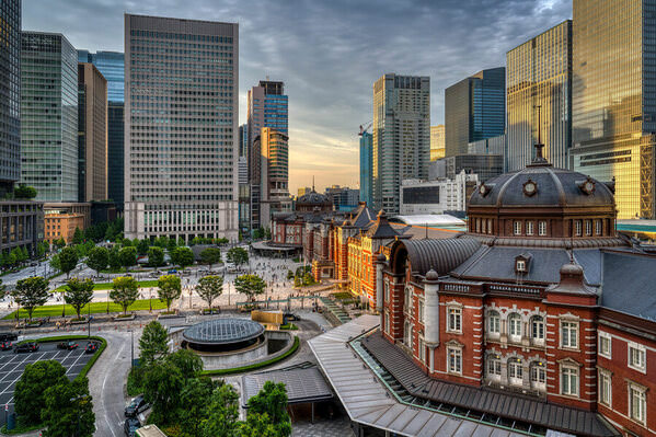 Photograph Gary E Karcz Golden Lit Tokyo Station on One Eyeland