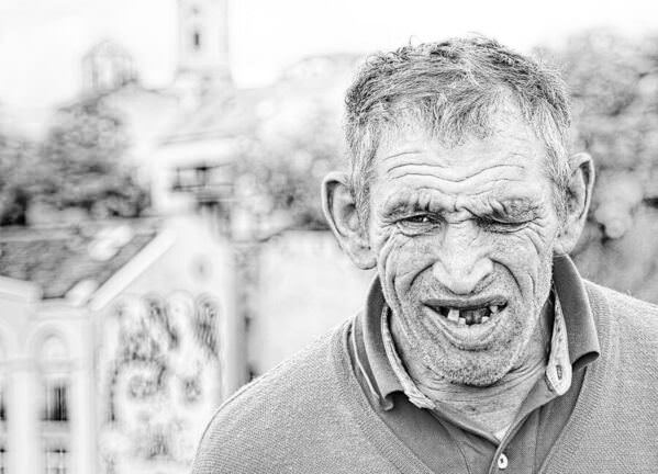 Photograph Mikica Kosanovic In Front Of The Church on One Eyeland