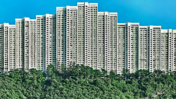 Photograph Howard Tong High Walled Building Above Woods on One Eyeland