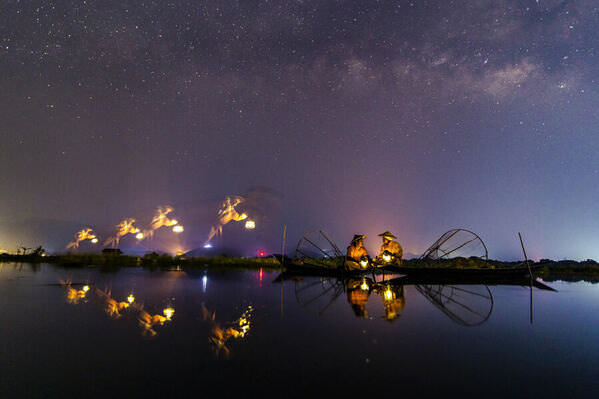 Photograph Kyaw Zay Yar Lin Fishing Under The Milkyway Galaxy on One Eyeland