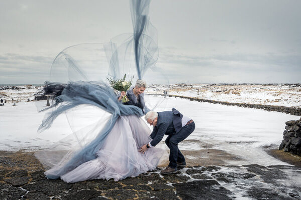 Photograph Iceland Wedding Photo Wind Sculpture on One Eyeland