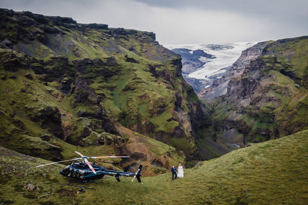 Photograph Iceland Wedding Photo Scenic Helicopter Ride on One Eyeland
