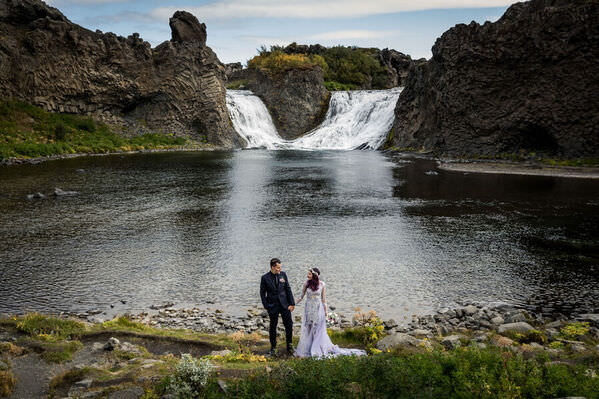 Photograph Iceland Wedding Photo Hjalparfoss Waterfall Iceland on One Eyeland