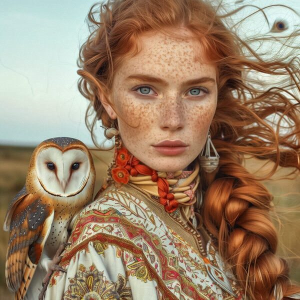 Photograph Margarita Malkova Girl With Owl on One Eyeland