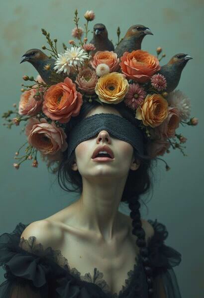 Photograph Nahid Rahman Ethereal Young Woman With Delicate on One Eyeland