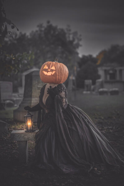 Photograph Laura Dark Pumpkin Head on One Eyeland