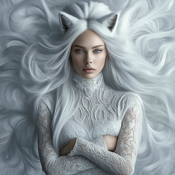 Photograph Christina Ai Art White Cat on One Eyeland