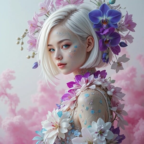 Photograph Flora Paulina Flowers Girl on One Eyeland