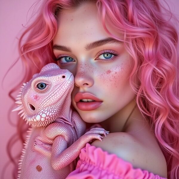 Photograph Flora Paulina Iguana And Me on One Eyeland