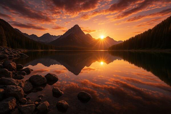 Photograph Andrea Toxiri Sunset Symphony Over The Alpine Lake on One Eyeland