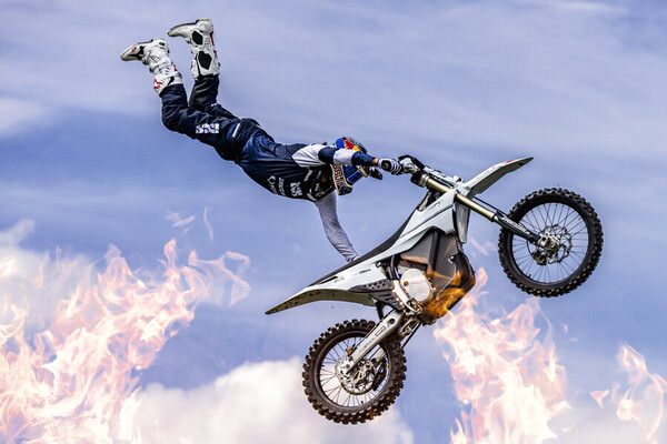 Photograph Claude Bossel Mat Rebeaud Fmx World Champion on One Eyeland