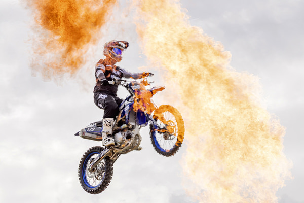 Photograph Claude Bossel Risky Job Fmx Biker on One Eyeland
