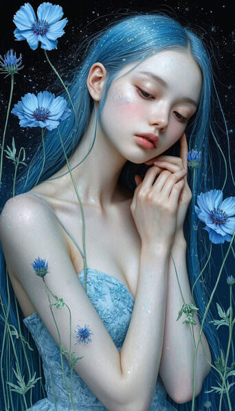 Photograph Dina Poluhina Blue Hair on One Eyeland