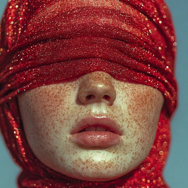 Photograph Flora Paulina Red Blindfolded on One Eyeland