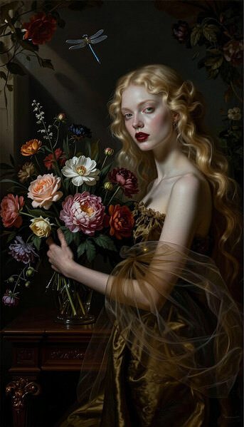 Photograph Dina Poluhina Lady With Flowers on One Eyeland