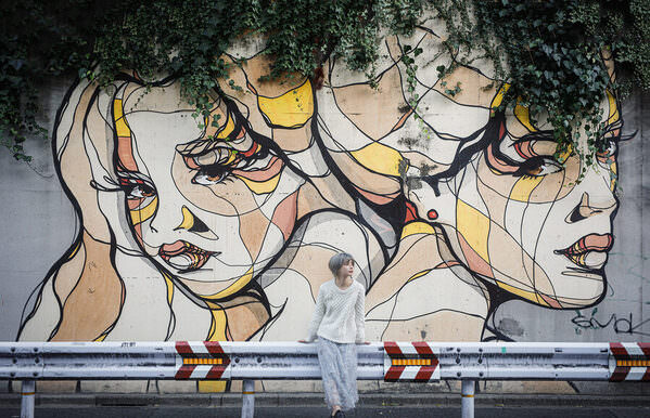 Photograph Setsuna Kurouzu Mural on One Eyeland