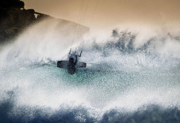 Photograph Ben Welsh Kitesurfing Action on One Eyeland