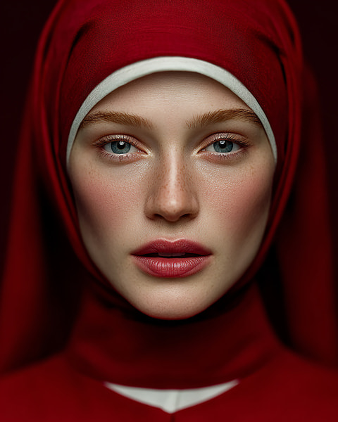Photograph Mario Forcherio Minimal Red Portrait on One Eyeland
