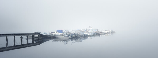 Photograph Petri Damsten Boats In The Morning Fog on One Eyeland