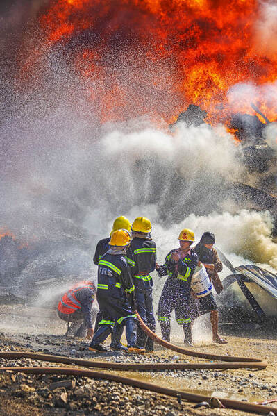 Photograph Kyaw Zay Yar Lin Firefighters on One Eyeland