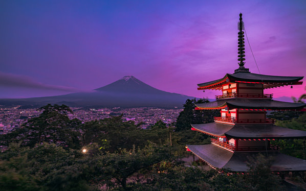 Photograph Eku Nii The Purple Sky Enveloping Mt Fuji on One Eyeland
