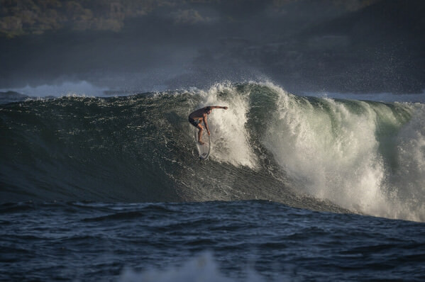 Photograph Steve Turner Dusk Surfing on One Eyeland