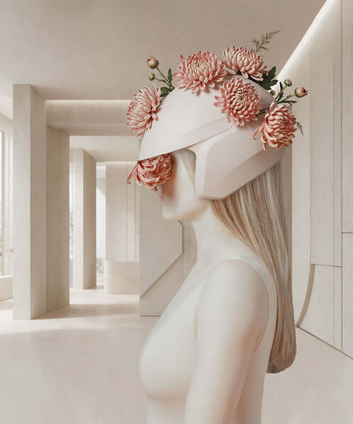 Photograph Elena Donskaya With Flowers on One Eyeland