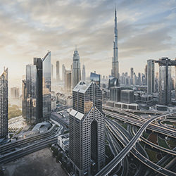 Sunrise over downtown Dubai-Hans Logren-bronze-ARCHITECTURE-Cityscapes -3990