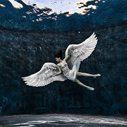 Unterwasser gefallener Engel / Meerjungfrau-Krieger-Bruce Jung-Bronze-SPECIAL-Digital verbessert -5279