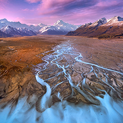 Mount Cook and river braids at sunset.-Satheesh Nair-bronze-FINE ART-Landscape -7206