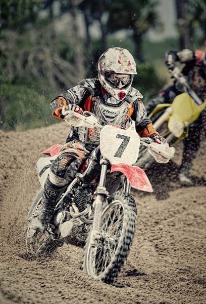 Photograph Pete Barrett Motocross 3 on One Eyeland